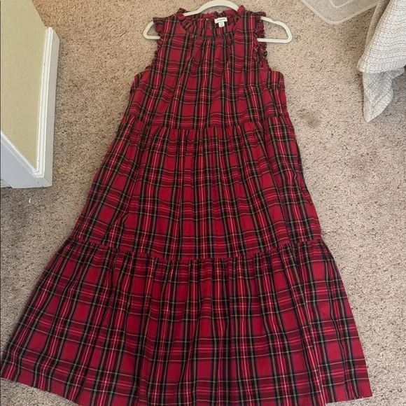 J. Crew Red and Black Plaid Dress size 12 - Picture 1 of 4
